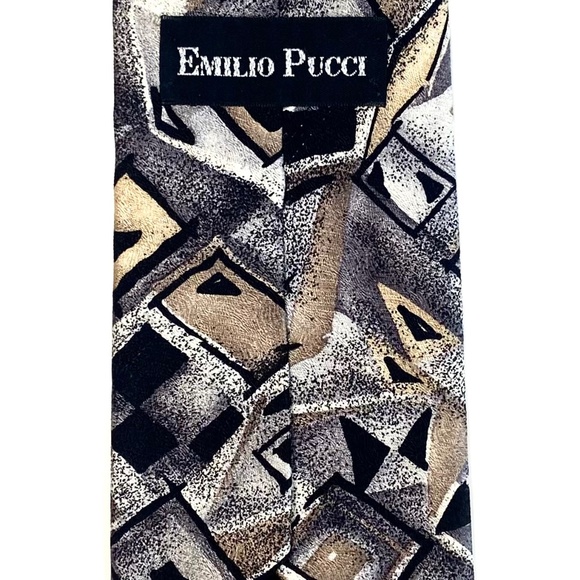 EMILIO PUCCI 100% Silk Geometric Abstract Mid Century Modern Tie Made in USA. - Picture 2 of 2